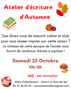 Ateliers d'écriture OCTOBRE 2025