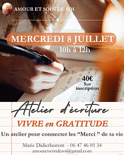 ATELIER d'ECRITURE - JUILLET 26 - GRATITUDE